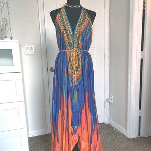 Shahida Parides feathers print maxi dress